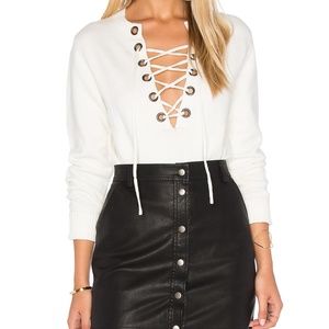 Line & Dot white lace up top (NWOT)